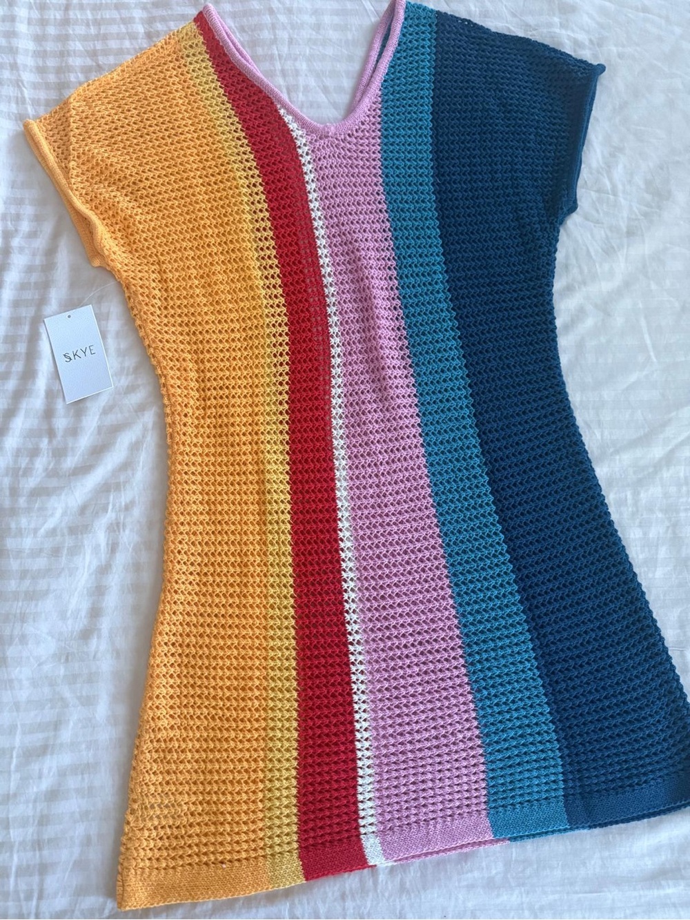 Women’s Multicolor Striped Crochet Swim Coverup